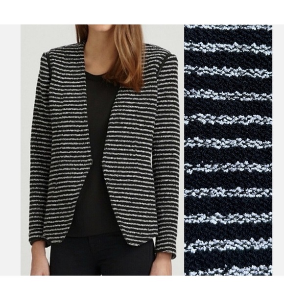 Theory Purposeful Stripe Yaisa Z Jacket Open Front Blazer Black White Women S - Picture 17 of 17